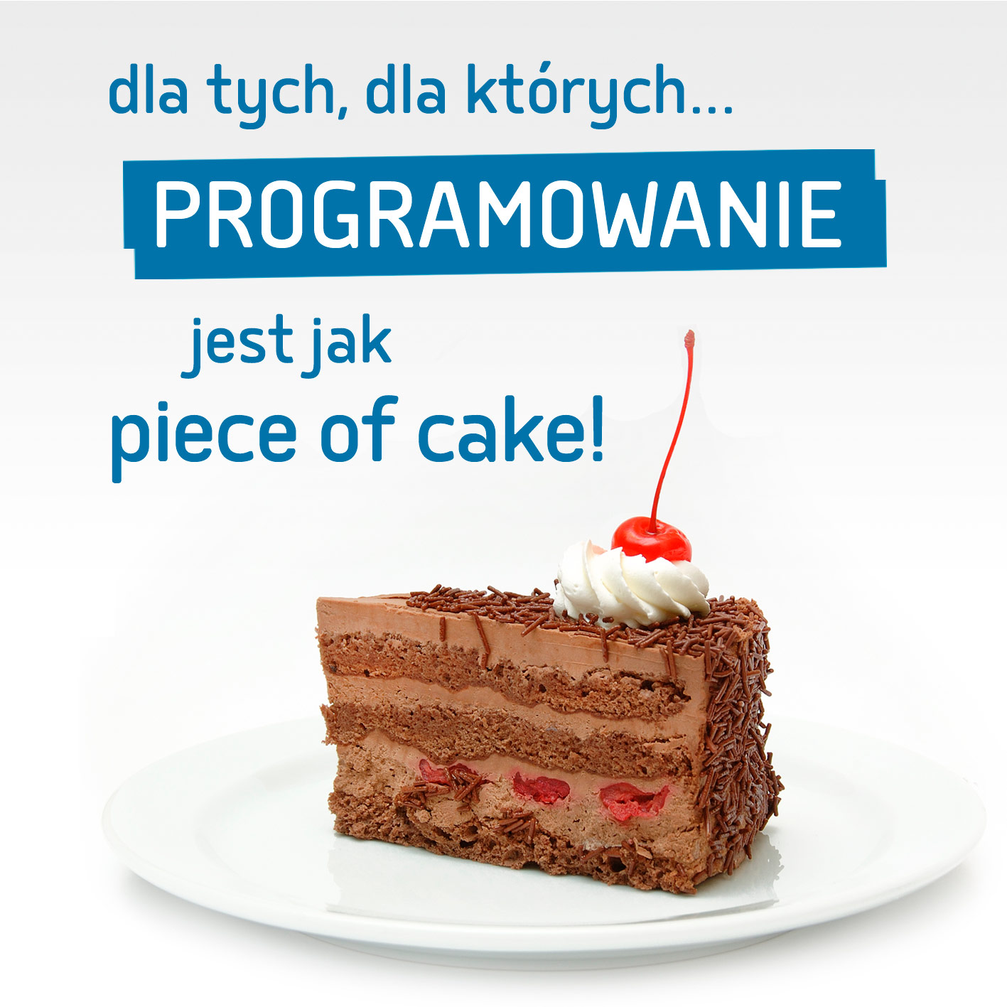 Kampania rekrutacyjna dla IT, grafika tortem na talerzu